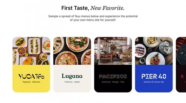 Nuu · Contactless QR Code Menus for Restaurants - Landing design inspiration