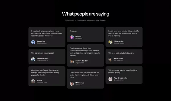 Reweb — The visual website builder for developers - Landing design inspiration