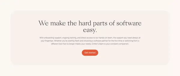 Critter - The best mobile software for pet care businesses - Landing design inspiration