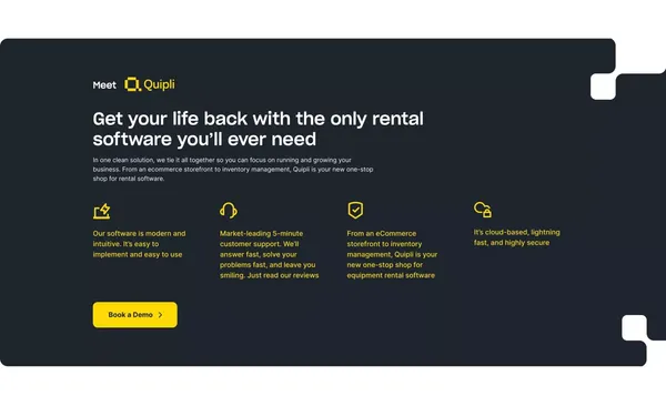 Equipment Rental Software & Inventory Management | Quipli - Landing design inspiration