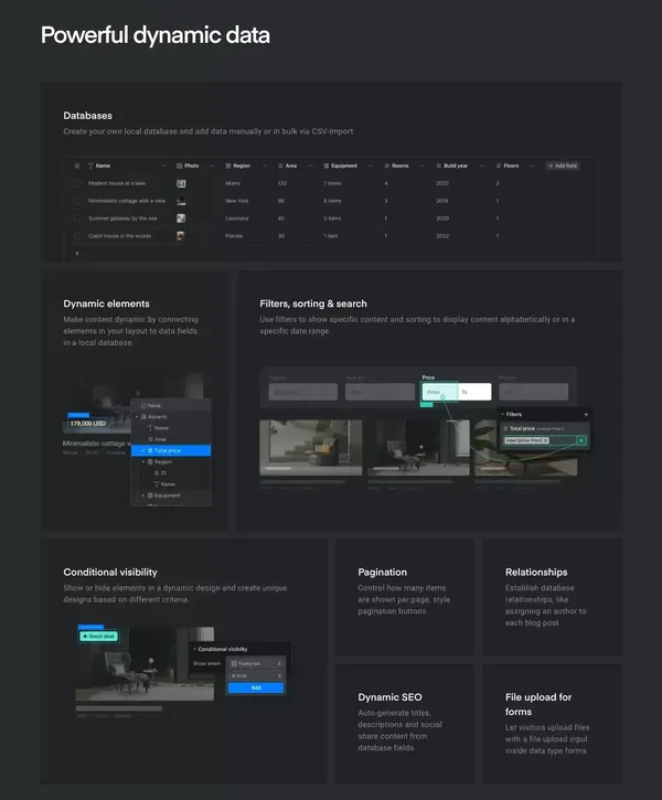 Visual development platform for designers and agencies - Ycode - Landing design inspiration