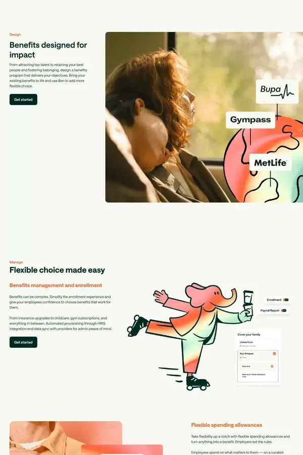 Ben | The Best Flexible Employee Benefits Platform - Landing design inspiration