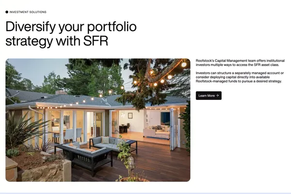 Invest in Single Family Rentals (SFR) at scale - Landing design inspiration