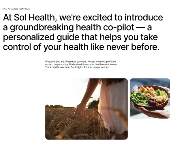 Sol Health — Your Personalized Health Co-Pilot - Landing design inspiration