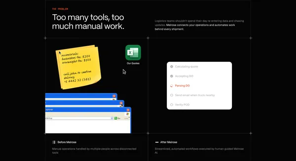 Melrose - Automate all your Logistics with AI - Landing design inspiration