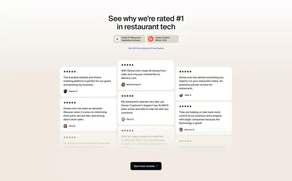 Online Ordering and Restaurant Marketing System | Owner.com - Landing design inspiration
