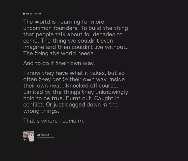 The Uncommon Founder Â· Coach and advisor - Landing design inspiration