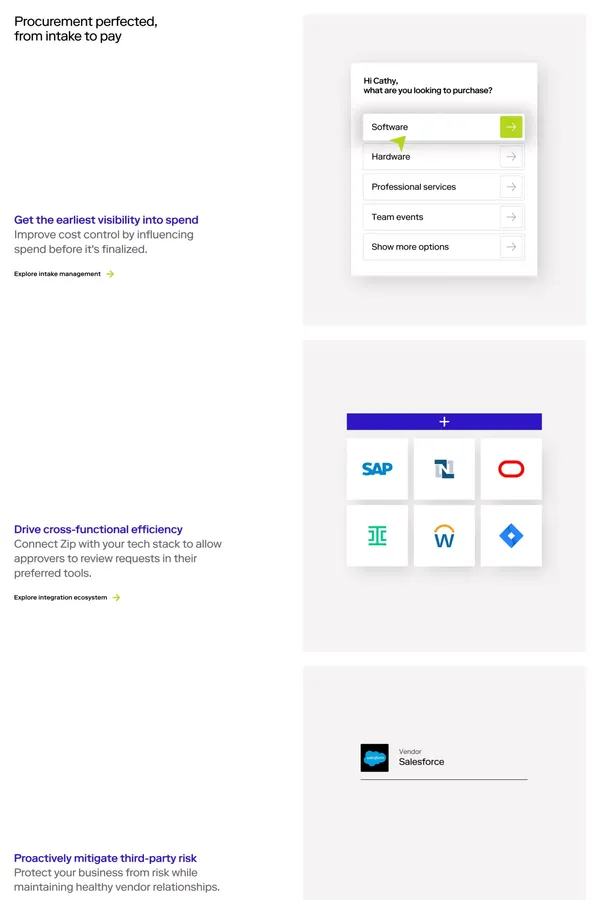 Smart procurement starts with Zip | Zip - Landing design inspiration