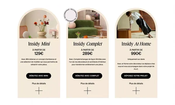 Studio de décoration et d'architecture d'intérieur en ligne - Insidy - Landing design inspiration