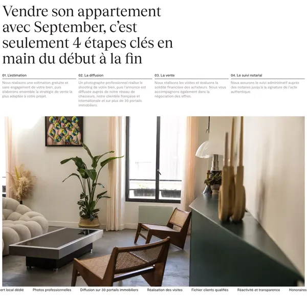 September — Agence immobiliÃ¨re contemporaire - Landing design inspiration