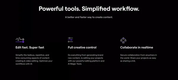 Runway - Online Video Editor | Everything you need to edit video, fast. - Landing design inspiration
