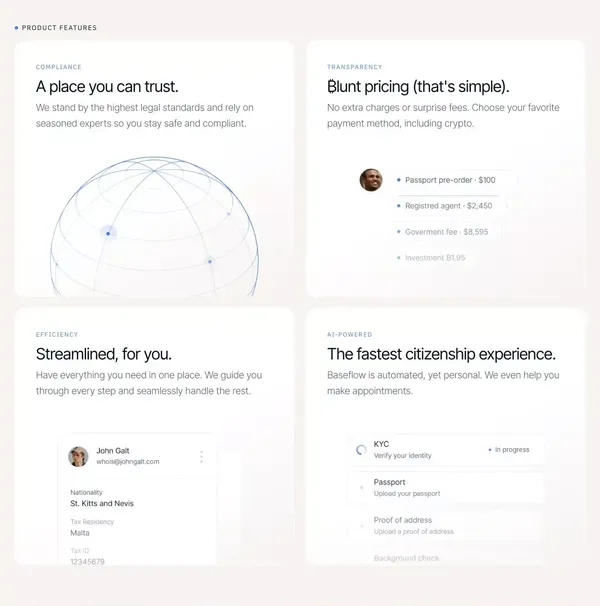 Baseflow. The fastest Citizenship by Investment. - Landing design inspiration