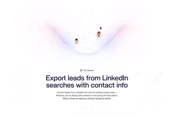 Email Finder for LinkedIn - B2B Database - Wiza - Landing design inspiration