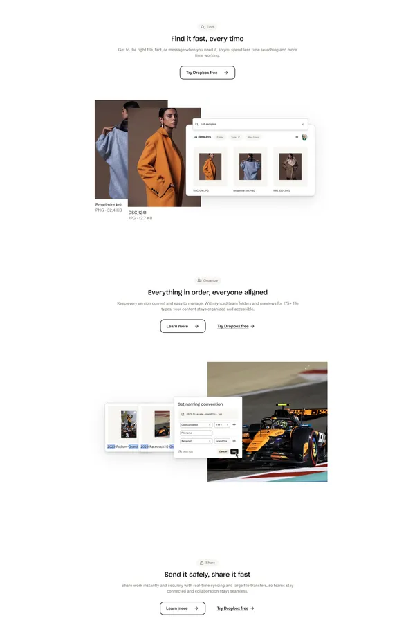 Dropbox: Secure cloud storage, file sharing, and more - Landing design inspiration