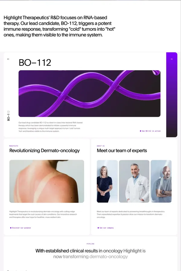Highlight Therapeutics - Landing design inspiration