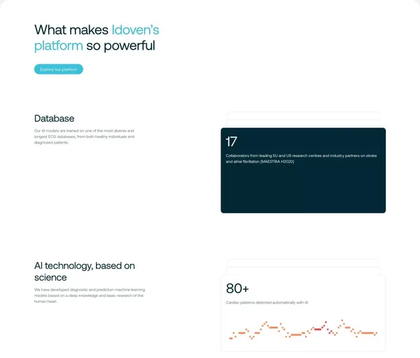 Idoven | AI-powered Cardiovascular Care - Landing design inspiration