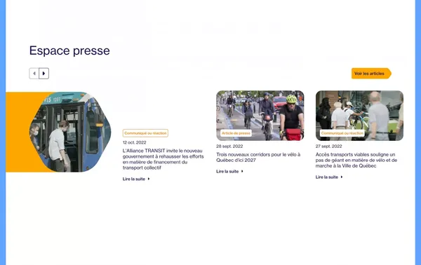 Accueil - Accès transports viables - Landing design inspiration