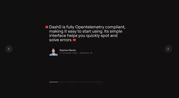 OpenTelemetry Native Observability · Dash0 - Landing design inspiration