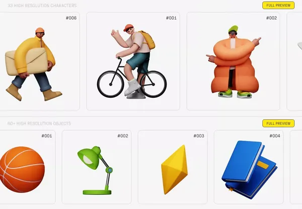 GUUULP! 3d Illustration Kit - Landing design inspiration