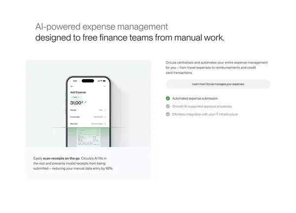 SMEs manage employee expenses with Circula | Circula - Landing design inspiration