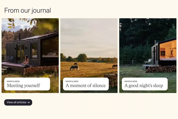 Raus | Smart, sustainable cabins close to your home - Landing design inspiration