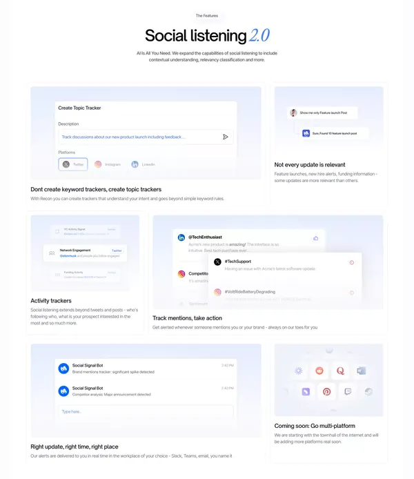 Recon Social - Landing design inspiration