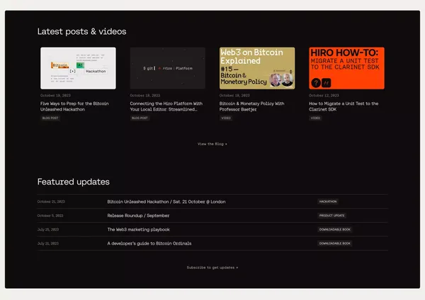 Hiro – Developer tools for Bitcoin layers - Landing design inspiration