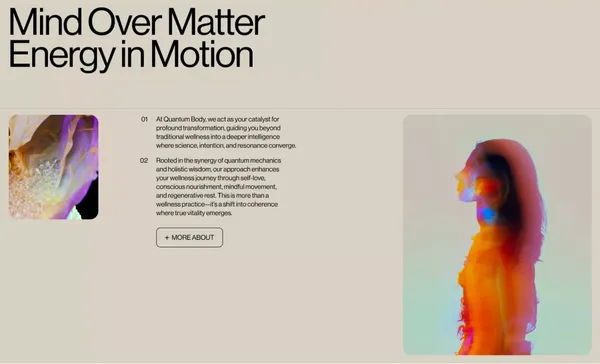 Quantum Body - A New Dimension of Wellness - Landing design inspiration