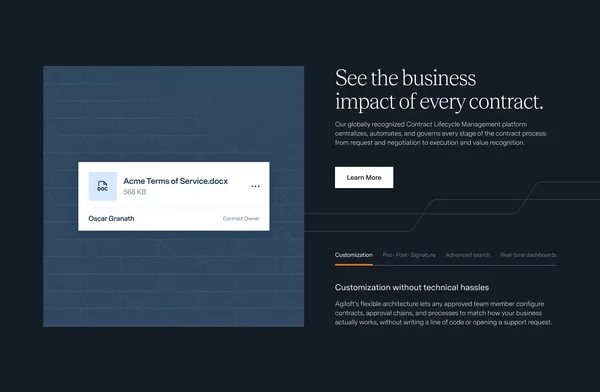 AI Contract Management & CLM Platform | Agiloft - Landing design inspiration
