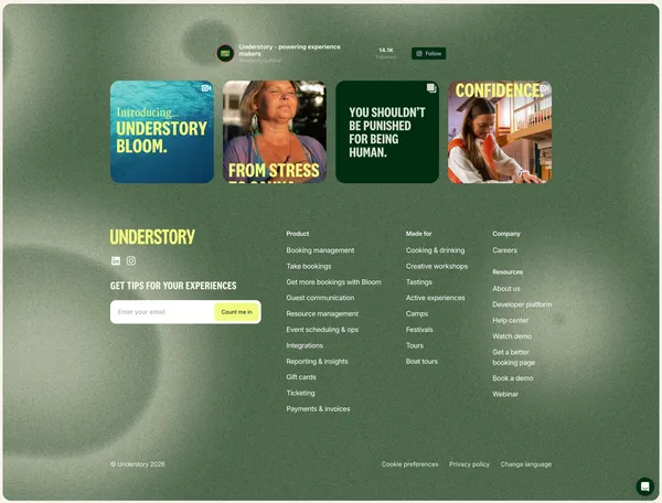 Understory - Powering Experience Makers - Landing design inspiration