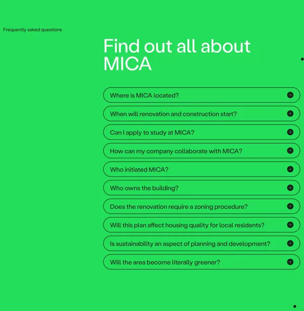 MICA - Media Innovatie Campus - Landing design inspiration