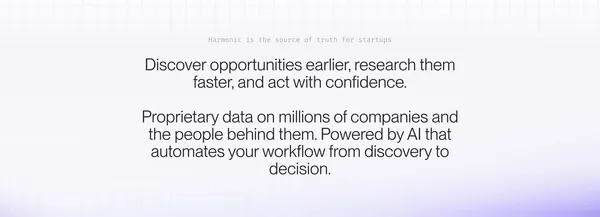 Harmonic.ai - The complete startup database - Landing design inspiration