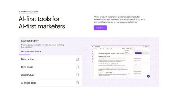 AI that’s built for marketing – Jasper - Landing design inspiration