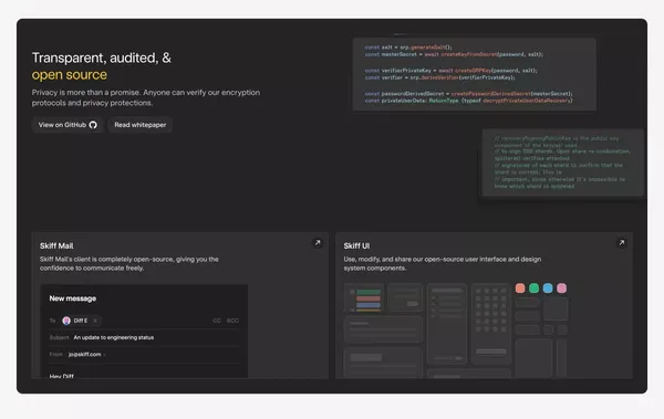 Skiff - Private, encrypted, and Web3 email - Landing design inspiration