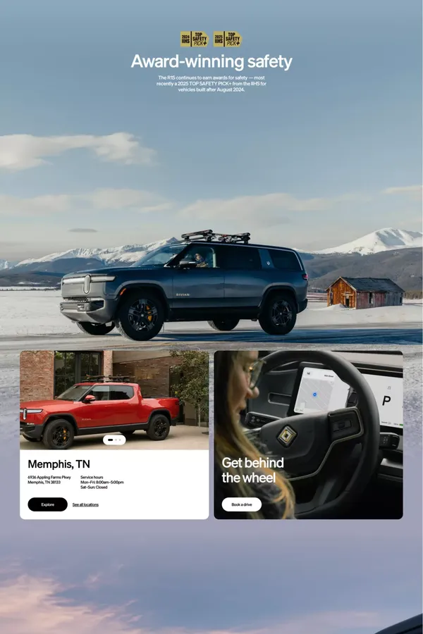 Rivian - Electric Adventure Vehicles - Landing design inspiration