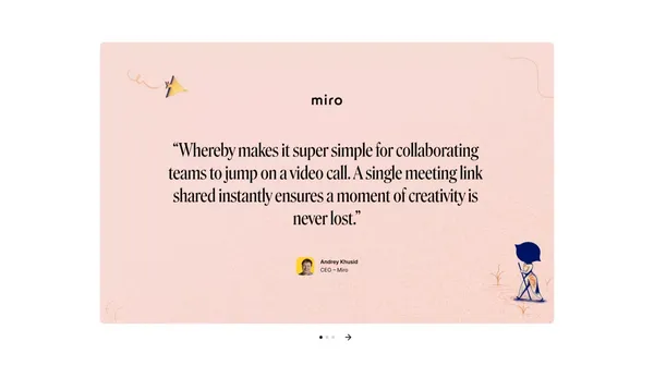 Video Meetings, Video Conferencing and Video Call API | Whereby - Landing design inspiration