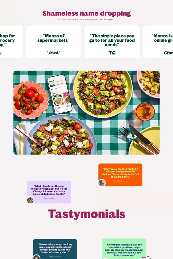 Plan & shop meals instantly at supermarket prices - Landing design inspiration