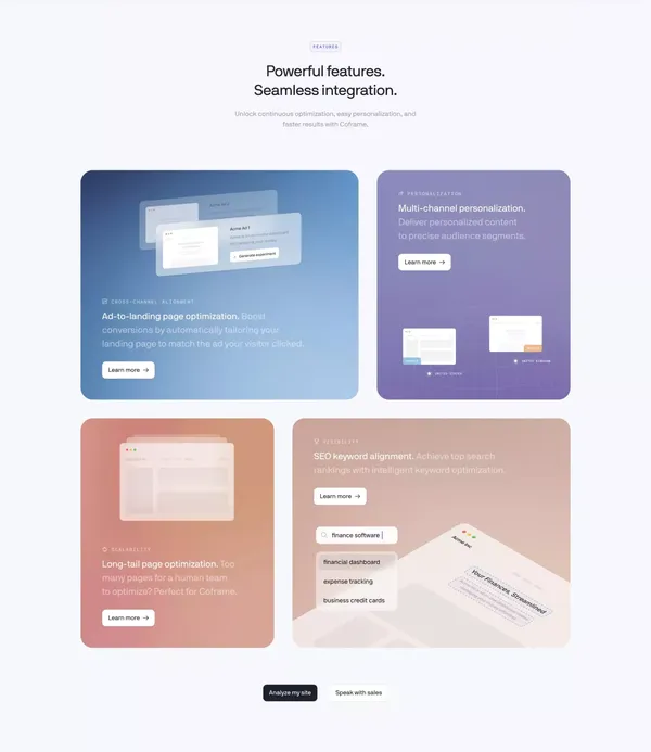 Coframe – Automate Website Growth 24/7 - Landing design inspiration