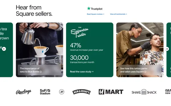 Square | Solutions For Your Small, Medium & Large Business - Landing design inspiration