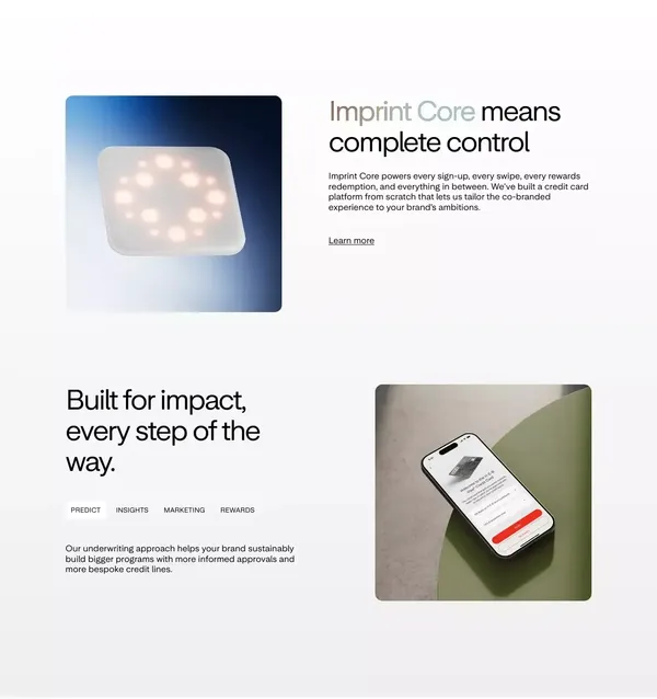 Imprint - Modern co-branded credit cards - Landing design inspiration