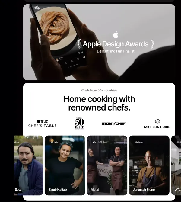CREME: Step-by-Step Video Recipes - Landing design inspiration