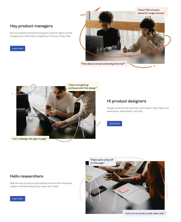 Hotjar: Website Heatmaps & Behavior Analytics Tools - Landing design inspiration