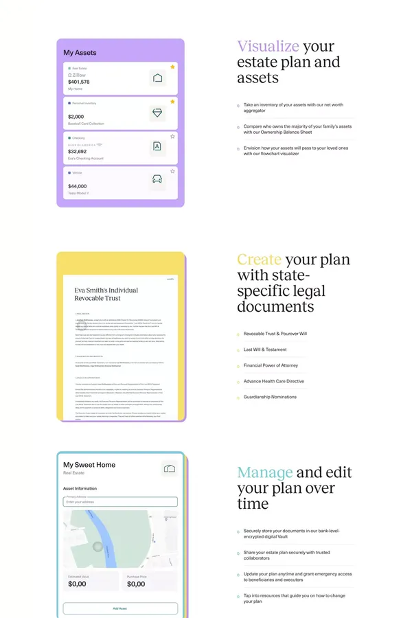 Estate Planning Platform: Create, Manage and Visualize Your Estate Plan Digitally With Our Software | wealth.com - Landing design inspiration