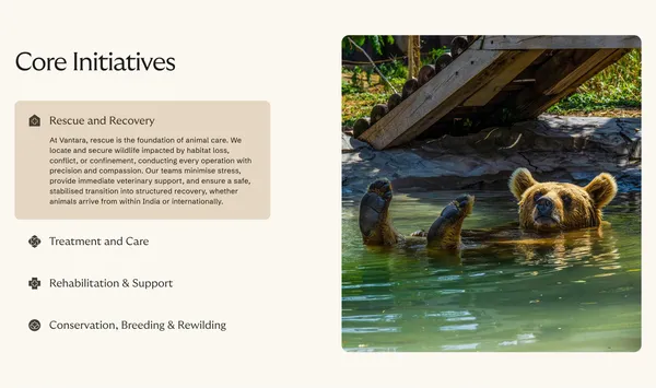 Global Wildlife Rescue and Conservation Centre in Jamnagar | Vantara - Landing design inspiration
