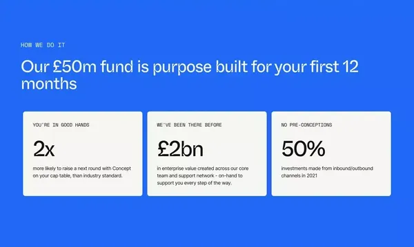 Concept Ventures | The Home of UK Pre-Seed - Landing design inspiration