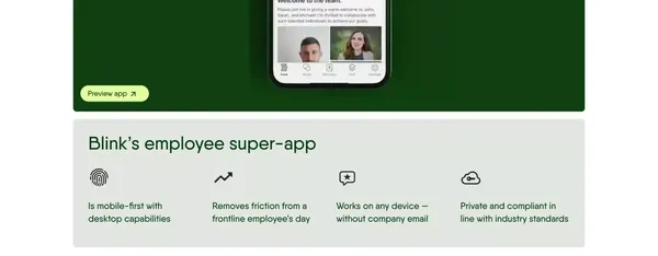Blink - The Employee Experience App for Everyone | Blink - Landing design inspiration