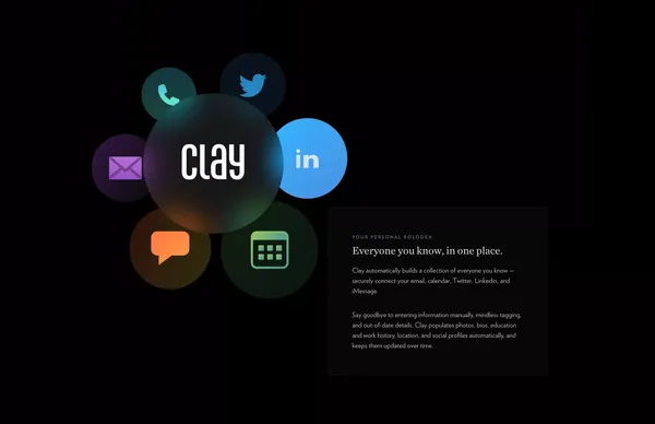 Clay - Be more thoughtful with the people in your network. - Landing design inspiration