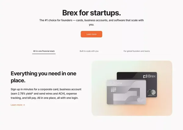 Business credit cards and spend management software | Brex - Landing design inspiration