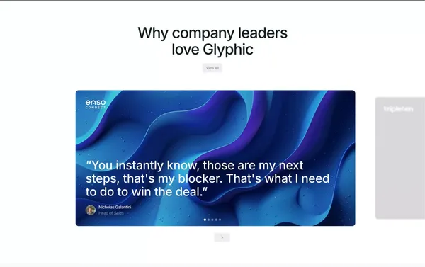 Glyphic | AI Copilot for Sales Teams - Landing design inspiration
