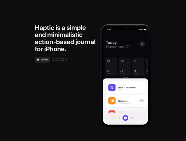 Haptic - The entire history of you - Landing design inspiration
